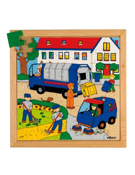 Puzzle en bois ramassage des déchets 49 pièces