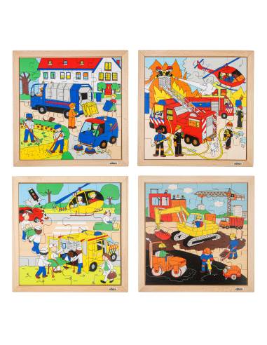 Ensemble de 4 puzzles en bois 34 x 34 cm – La rue