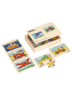 Coffret de puzzles en bois véhicules 6 et 8 pièces