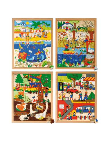 Set de 4 puzzles éducatifs dessus et dessous 120 pièces