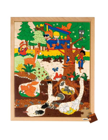 Puzzle en bois dessus et dessous – la forêt