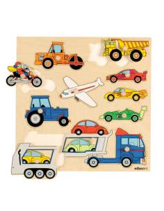 Puzzle encastrement en bois véhicules avec boutons