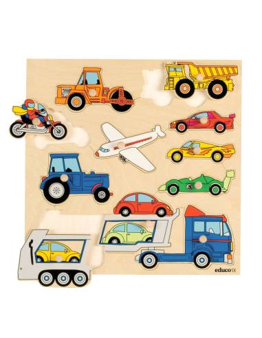 Puzzle encastrement en bois véhicules avec boutons