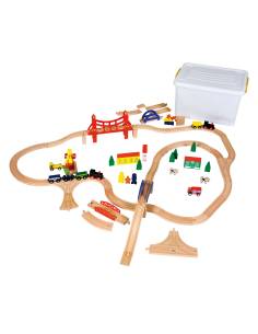 Circuit de train complet en bois pour enfants