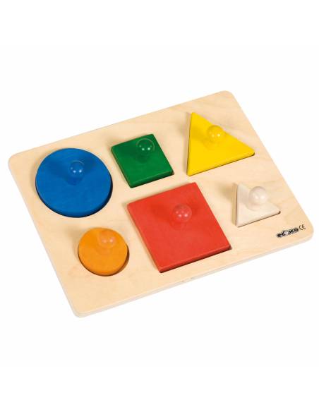 Puzzle d’encastrement en bois avec formes géométriques