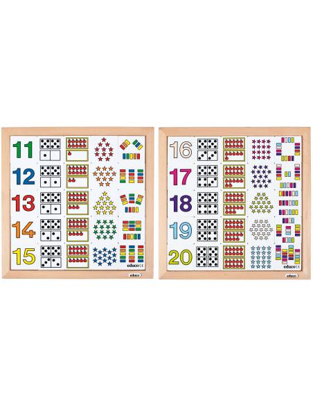 Encastrement en bois numération de 11 à 20