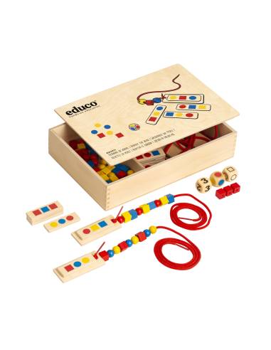 Jeu éducatif avec perles en bois pour séquences et algorithmes