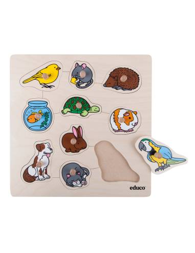 Puzzle encastrement animaux domestiques avec boutons
