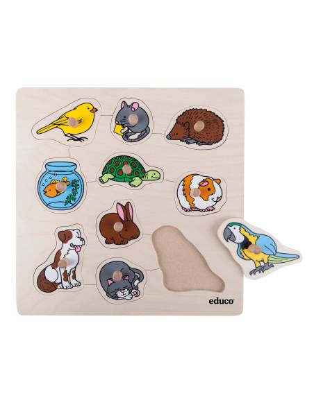 Puzzle encastrement animaux domestiques avec boutons