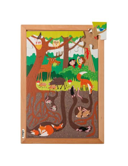 Puzzle éducatif « La forêt » 35 pièces – observer la vie en surface et sous terre
