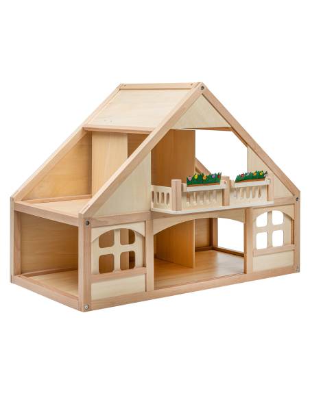 Maison de poupées en bois ouverte