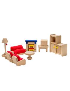 Ensemble salon miniature en bois pour maison de poupées