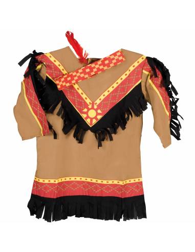 Déguisement indien pour enfant 3-6 ans avec tunique décorée et coiffe à plumes