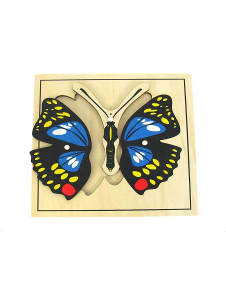 Puzzle en bois Montessori représentant les parties du corps du papillon