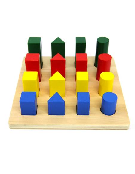 blocs géométriques Montessori en bois pour enfants