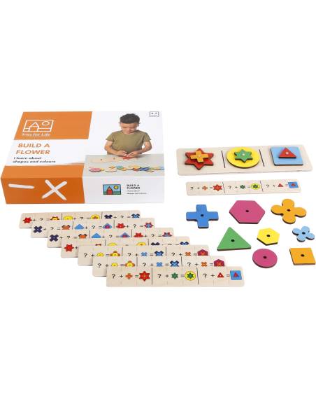 Jeu en bois Construire une fleur par déduction