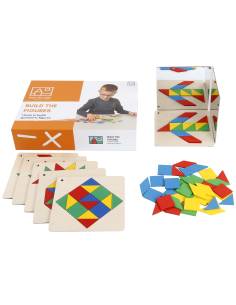 Tangram en bois avec cartes-modèles et miroir