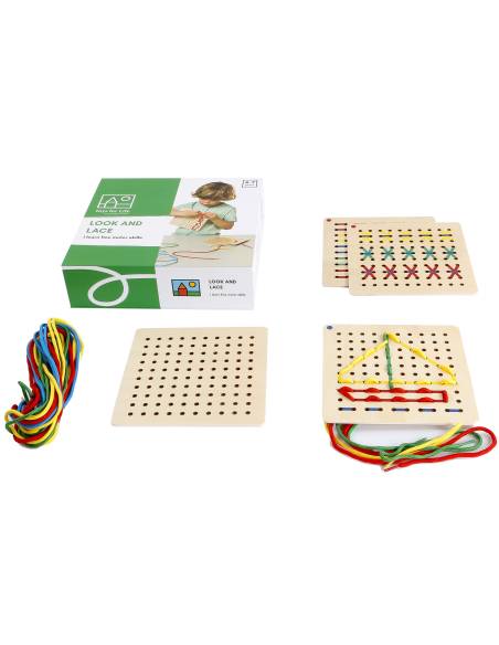 Développer motricité fine et créativité avec des planches perforées à lacer en bois robuste