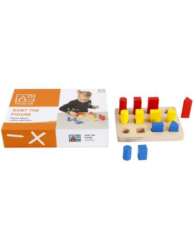 Encastrement en bois de formes géométriques colorées