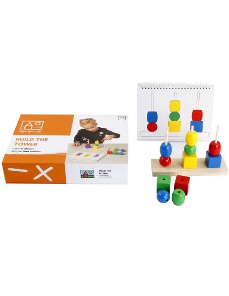 Abaque en bois avec tiges et blocs colorés