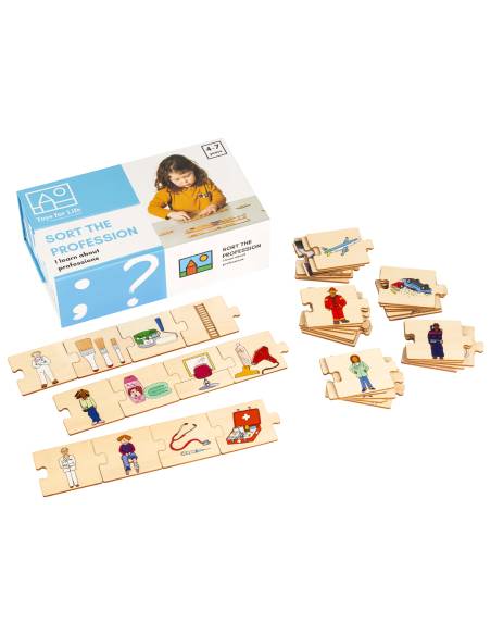 Puzzle éducatif en bois pour associer métiers et professions