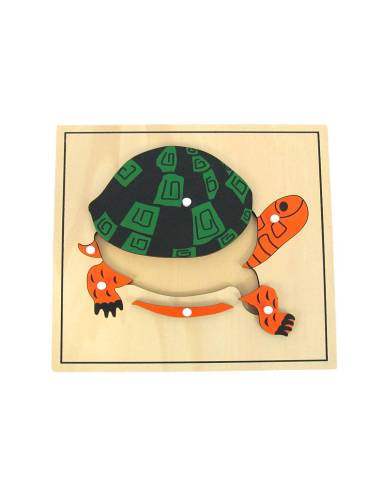 Puzzle Montessori représentant une tortue avec pièces à bouton