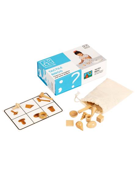 loto sensoriel en bois pour développer le toucher et le vocabulaire