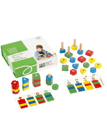 Jeu éducatif en bois – Visser les boulons, motricité fine et couleurs