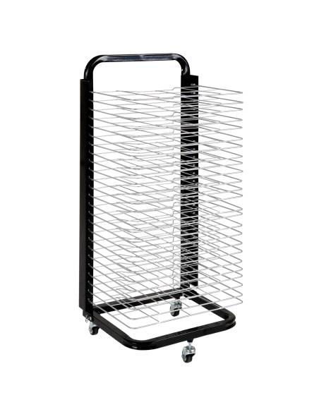 Séchoir à dessins mobile sur roulettes – 25 compartiments format A3