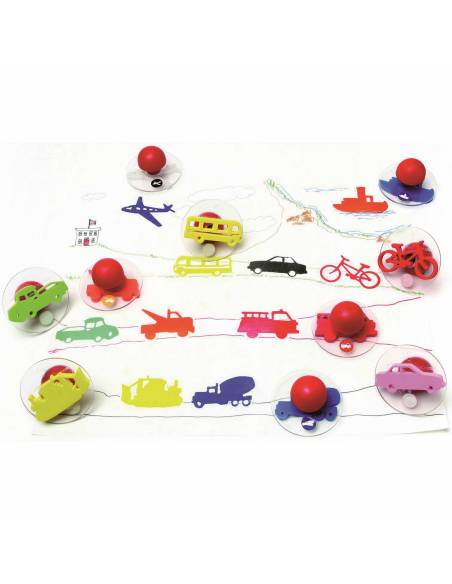 Set de 10 tampons en bois sur les transports