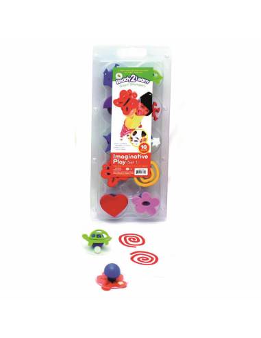 Set de 10 tampons fantaisie en bois