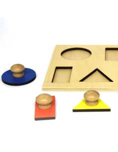 Puzzle Montessori bois 5 formes géométriques 2