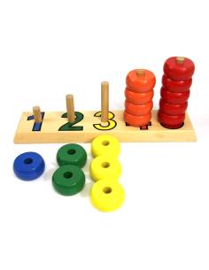 Disques à empiler sur tiges Montessori bois 2