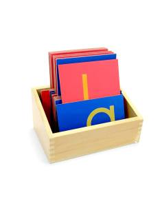 Lettres rugueuses Montessori script avec boîte