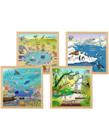 4 scènes illustrées pour apprendre le vocabulaire des milieux naturels