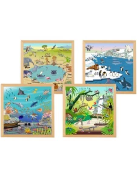 4 scènes illustrées pour apprendre le vocabulaire des milieux naturels