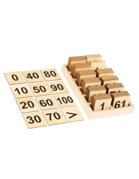 Cartes des nombres en bois de 0 à 100