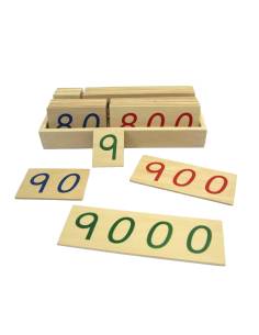 grandes cartes Montessori en bois pour nombres de 1 à 9000