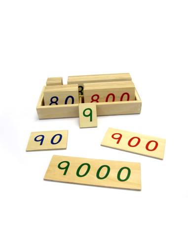 Petites cartes Montessori en bois gravé pour les grands nombres