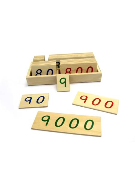 Petites cartes Montessori en bois gravé pour les grands nombres
