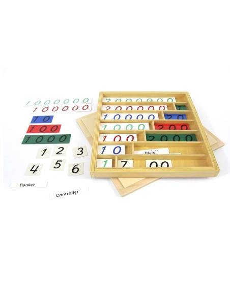 Jeu Montessori du système décimal avec perles et chiffres en bois