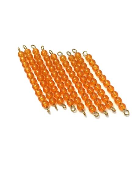 Barrettes Montessori de 10 perles dorées pour apprendre la dizaine