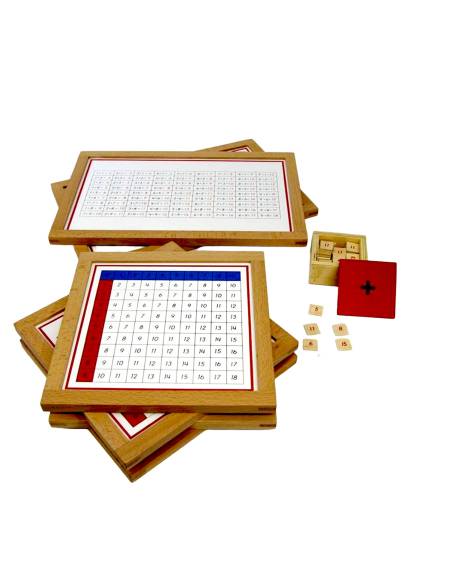 Tables d’addition Montessori avec jetons et carte réponse