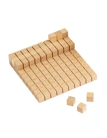 matériel base 10 Montessori en bois avec cube de mille