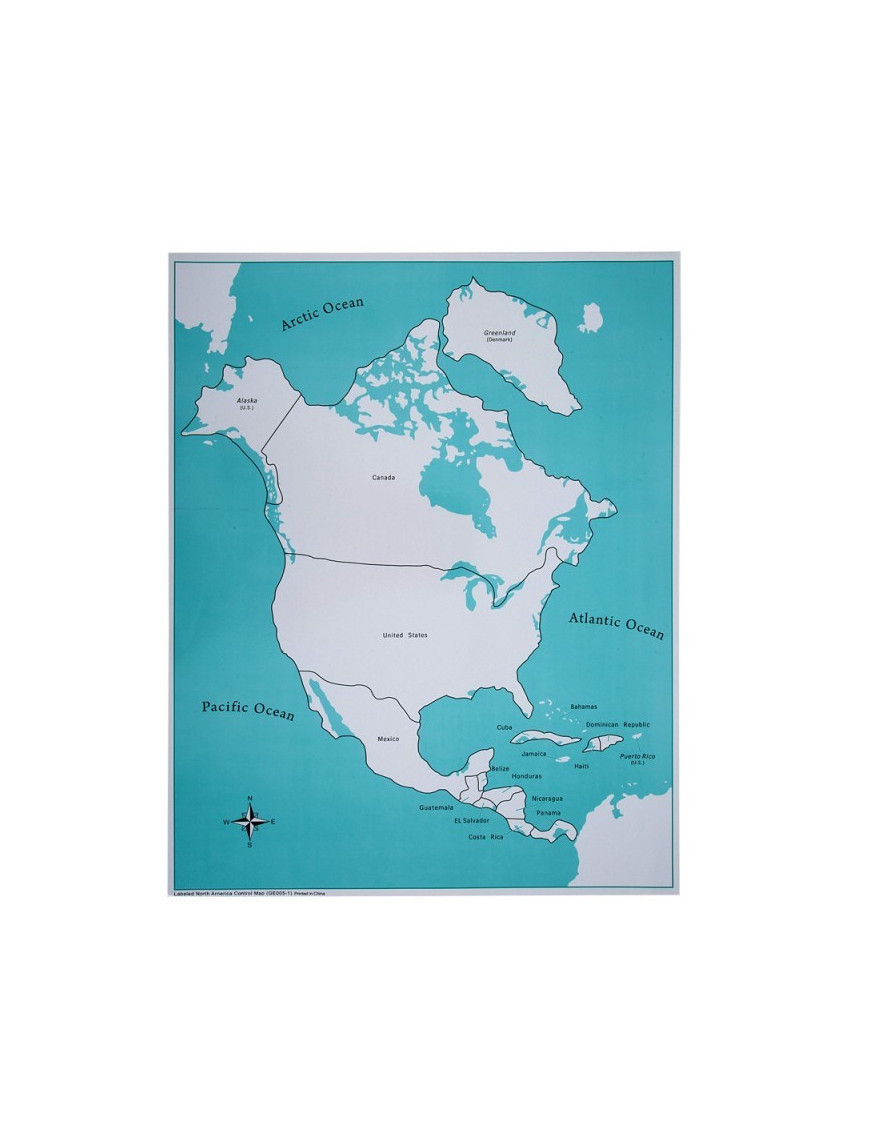 Carte de contrôle pour le puzzle de l'Amérique du Nord et centrale