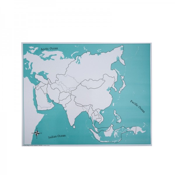Carte vierge pour le puzzle de l'Asie, Géographie, Matériel Montessori