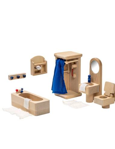 Salle de bain en bois pour maison de poupées