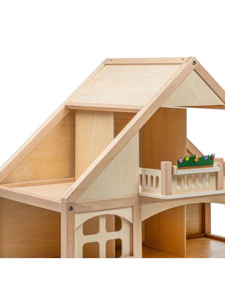 Grande maison de poupées en bois à l’architecture ouverte pour jeux d’imitation