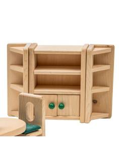 Salle à manger miniature en bois pour maison de poupées 2