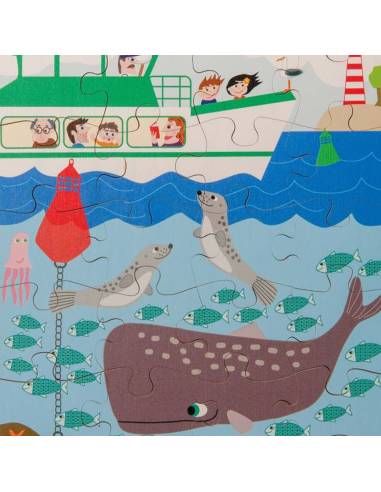 Puzzle éducatif « La mer » 28 pièces (40×28 cm) – observer la surface et le fond marin
